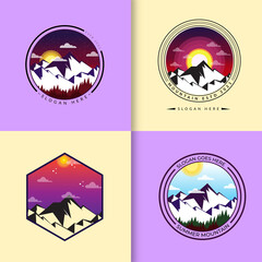 set mountain Badges Vector Design