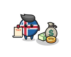 Character cartoon of iceland flag as a accountant