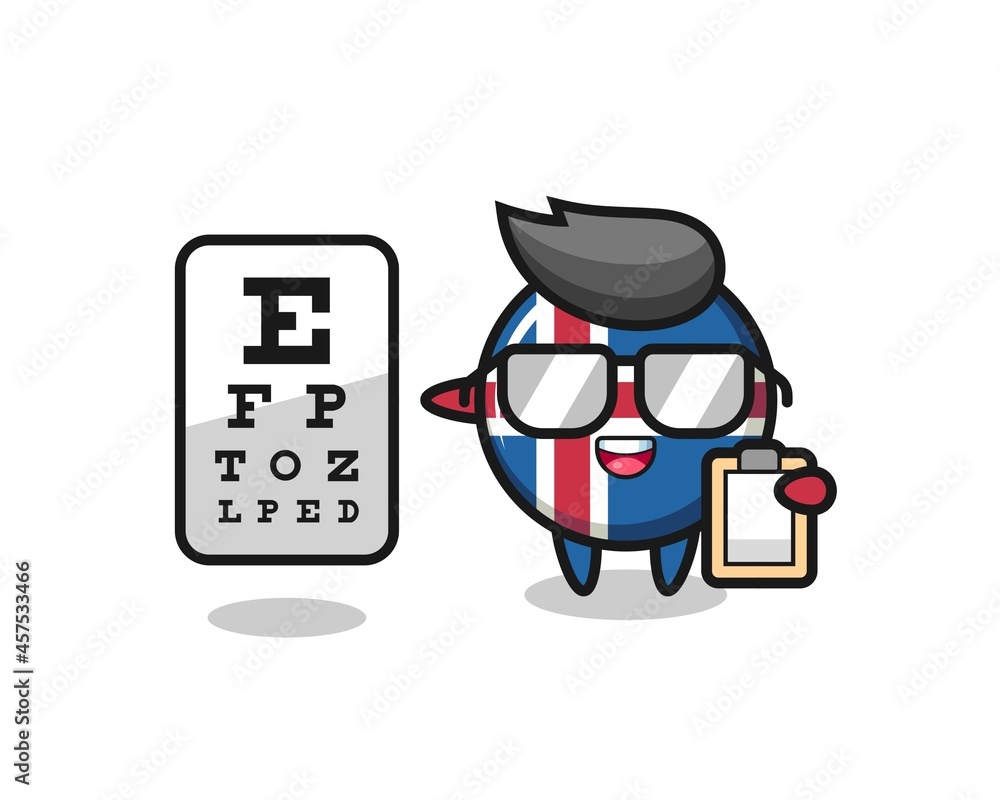 Poster illustration of iceland flag mascot as an ophthalmology