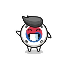 south korea flag cartoon character doing wave hand gesture