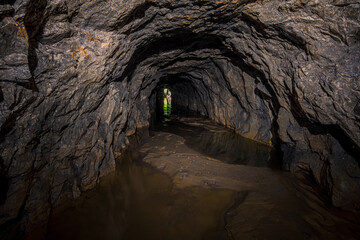 An old abandoned mining facility an ore mine adit system