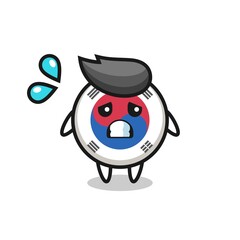 south korea flag mascot character with afraid gesture