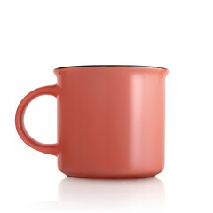 Ceramic cup. Blank ceramic mug isolated on white background. Cup with a handle. Brown mug.