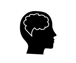 Human brain and head on an isolated background. Symbol. Vector illustration.