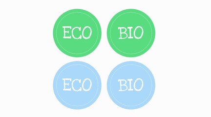 Bio and Eco label or Badges. Vector isolated flat editable illustration set