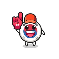 south korea flag illustration cartoon with number 1 fans glove
