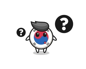 Cartoon Illustration of south korea flag with the question mark