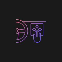 Gesture control technology gradient vector icon for dark theme. Recognize hand movement. In-car user interface. Thin line color symbol. Modern style pictogram. Vector isolated outline drawing