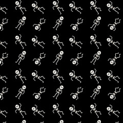 white pattern of skeletons on gray background
