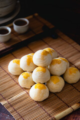 Traditional Chinese pastry stuffed with sweet bean and salted egg for Chinese festival