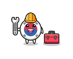 Fototapeta premium Mascot cartoon of south korea flag as a mechanic