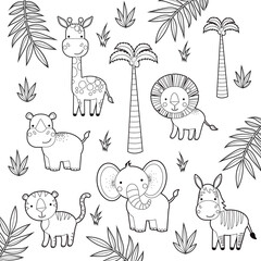 Coloring book with African animals. - 457536274