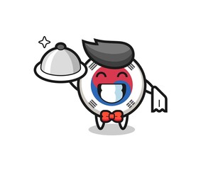 Character mascot of south korea flag as a waiters