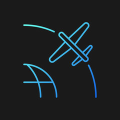 Drone Satellite gradient vector icon for dark theme. Rotation of drone satelite in geostationary orbit. Thin line color symbol. Modern style pictogram. Vector isolated outline drawing