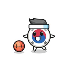 Illustration of south korea flag cartoon is playing basketball