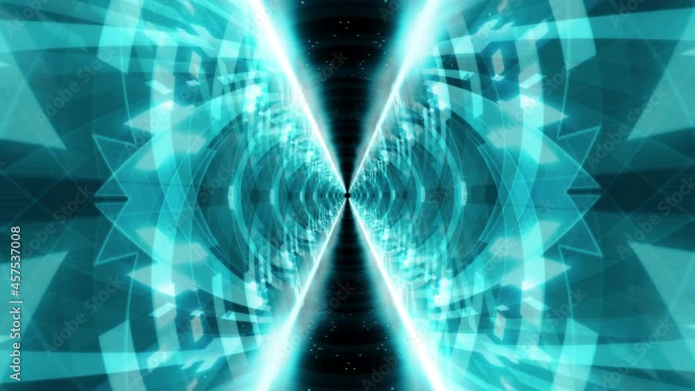 Poster 4k 3d rendering abstract blue neon light digital loop rotating background in motion for big screen a