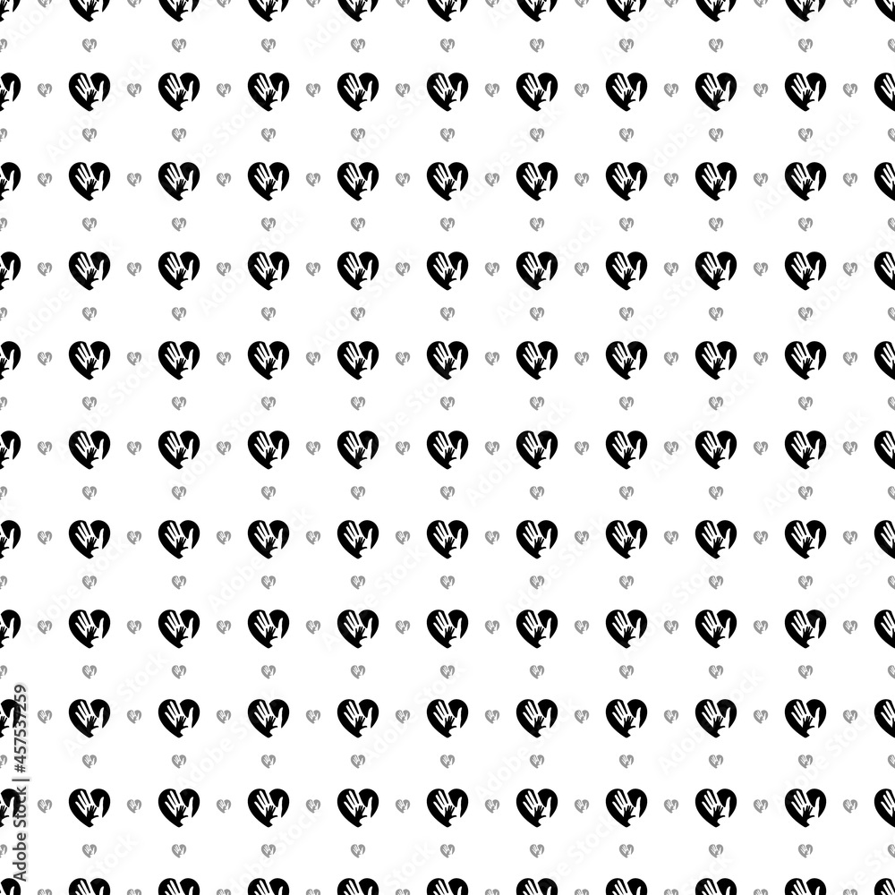 Poster square seamless background pattern from black mom with baby symbols are different sizes and opacity.