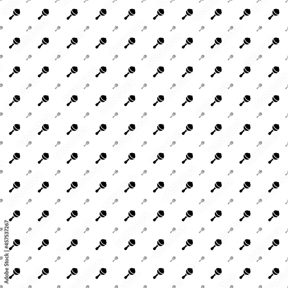 Poster square seamless background pattern from black baby rattle symbols are different sizes and opacity. t