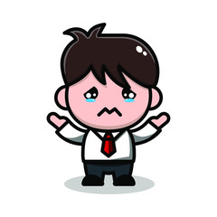 cute businessman cartoon illustration vector graphic
