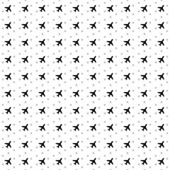 Fototapeta premium Square seamless background pattern from geometric shapes are different sizes and opacity. The pattern is evenly filled with big black plane symbols. Vector illustration on white background