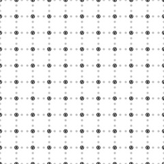 Square seamless background pattern from black beach ball symbols are different sizes and opacity. The pattern is evenly filled. Vector illustration on white background