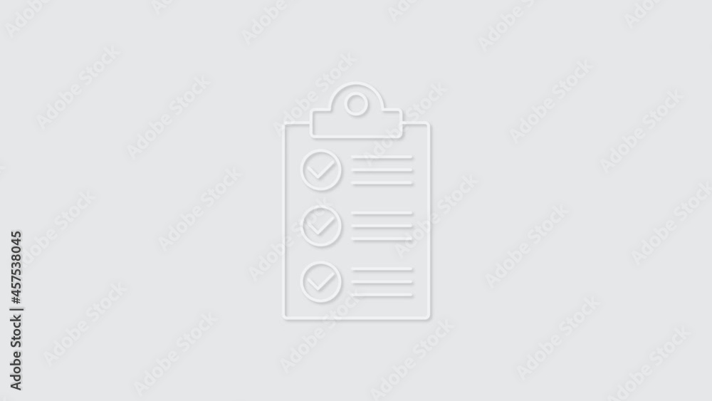 Poster paper clipboard with checklist line icon animation check mark sign 4k video on green background neum