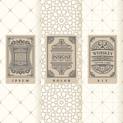 Vector set of design elements labels, icon, logo, frame, luxury packaging for the product