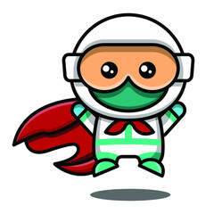 cute doctor wearing hazmat illustration vector graphic