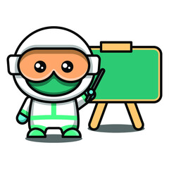 cute doctor wearing hazmat illustration vector graphic