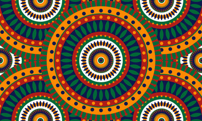 Repeat ethnic Easter circle pattern, seamless pattern