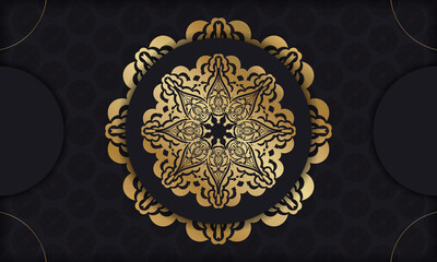 Baner in black with a luxurious gold pattern