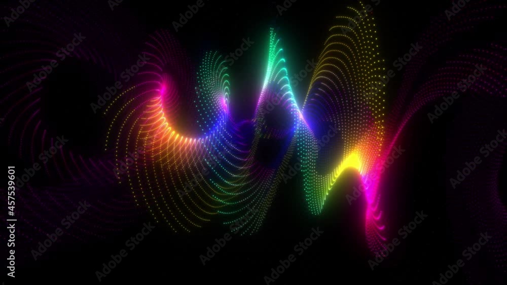Aufkleber 4k abstract geometry multicolored glow dark rainbow dots motion seamless loop background. glowing do