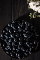 blueberries on a table