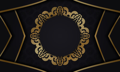 Baner in black with a luxurious gold pattern and a place for your logo