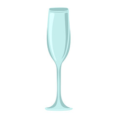 Hand-drawn  empty champagne glass isolated on white background.   Vector illustration