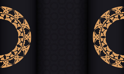 Black banner with luxurious brown ornament and a place for the logo
