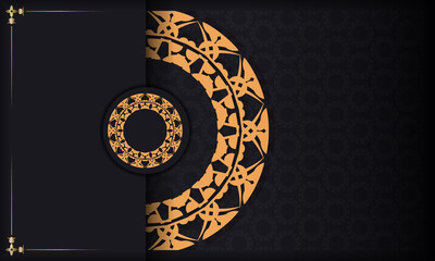 Black banner with luxurious brown ornament and a place for the logo