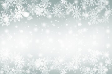 Naklejka na ściany i meble Gray abstract background. white bokeh snowflakes blurred beautiful shiny lights. use for Merry Christmas, happy new year wallpaper backdrop and your product.