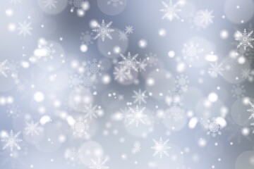 Fototapeta na wymiar Gray abstract background. white bokeh snowflakes blurred beautiful shiny lights. use for Merry Christmas, happy new year wallpaper backdrop and your product.