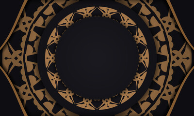 Black banner with vintage brown pattern and place under your text