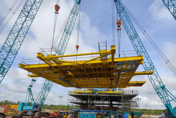 Offshore platform fabricate in onshore,Preparation of Offshore oil rig platform for oil and gas. A...