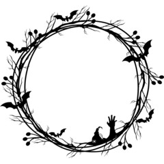 Halloween wreath with Bat vector