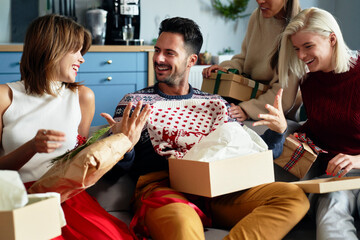 Man receiving another ugly jumper