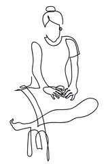 One line drawing of massage therapist doing massage.
One continuous line drawing of female body in the spa
