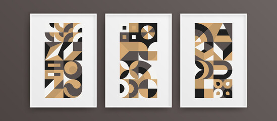 Amazing clean geometric shapes design vector concept collection. Fresh original mural art layout composition. © pro