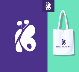 Butterfly Abstract Logo Identity. Floral Initial B Logo Simple and Flat Minimalist Monogram logo identity Abstract. Premium logo vector for Busines, Fashion, Parfum, Natural Brand.