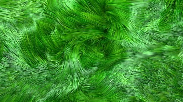 Waving green grass background, 3D render, top view.