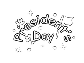 President’s Day, holiday. Coloring book, text. Coloration page for kids or adult. Vector illustration modern
