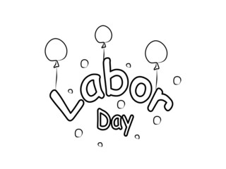 Labor Day, holiday. Coloring book, text. Coloration page for kids or adult. Vector illustration modern