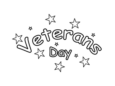 Veterans Day, holiday. Coloring book, text. Coloration page for kids or adult. Vector illustration modern
